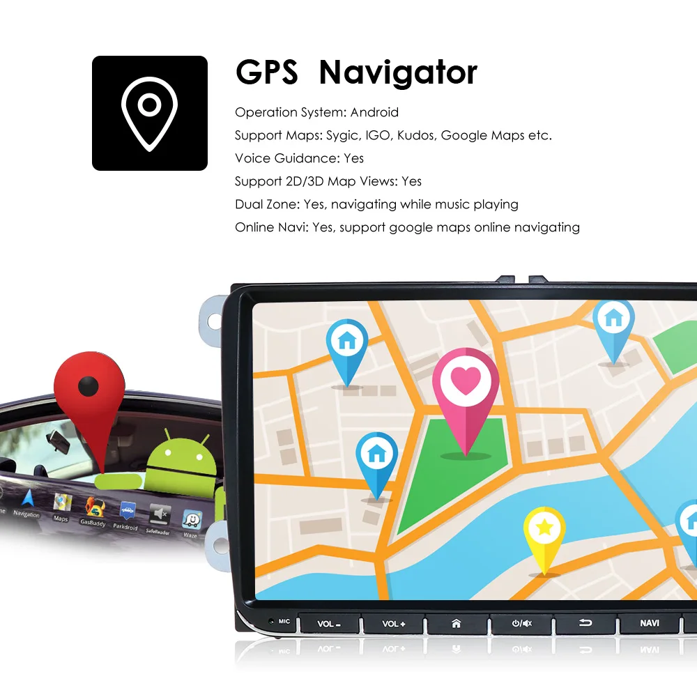 Android 9,0 Автомобильный мультимедийный gps навигатор 1024*600 4 ядра для Фольксваген Шкода Поло Гольф 5 6 PASSAT JETTA TIGUAN TOURAN Caddy