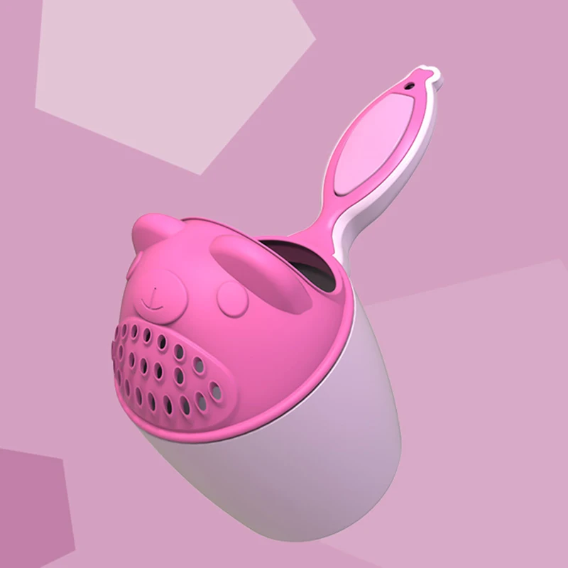 pink Детская чашка для шампуня, милая мультяшная чашка для ванны, ложки для мытья волос, детский инструмент для купания - Цвет: pink