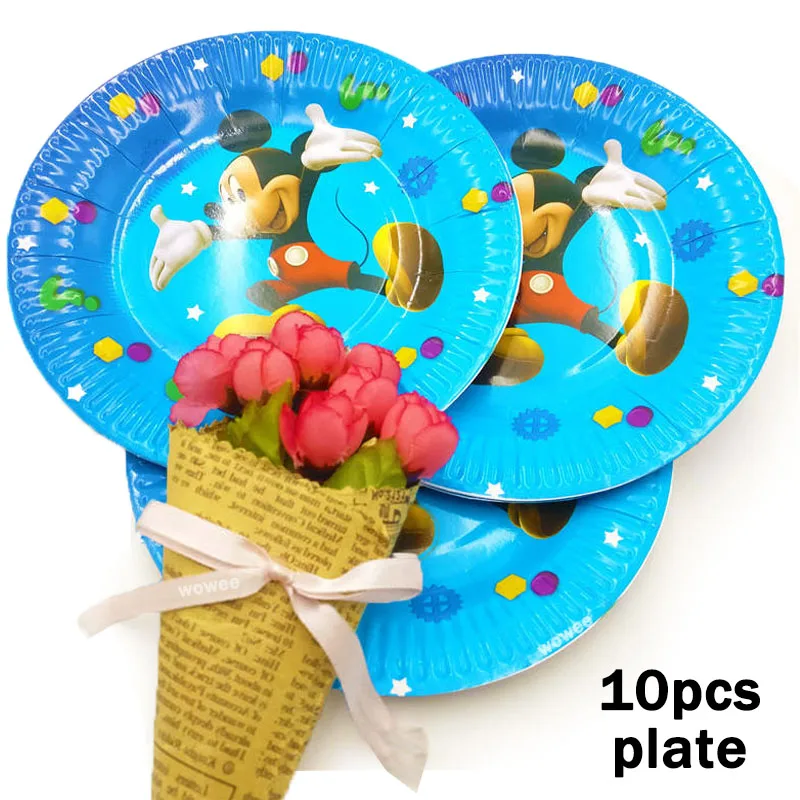 40*30 см/набор, Детские принадлежности для вечеринки на день рождения, бумажные Pinata с рисунком Микки Мауса, одноразовые вечерние украшения для детского душа - Цвет: 10Paper Plate(7