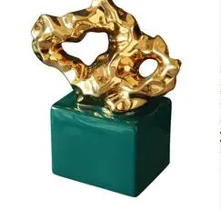 

CORAL GOLDEN CERAMIC ORNAMENTS ABSTRACT FIGURE STATUE DESK DECOR CRAFTS PORCELAIN STATUETTE HOME DECORATION ACCESSORIES MODERN