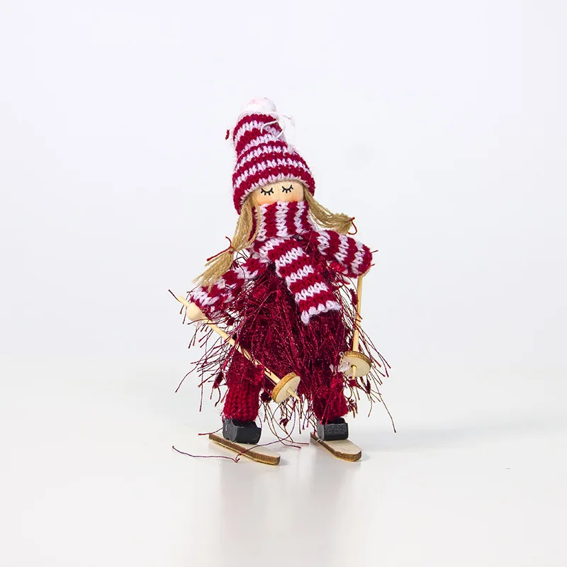 A 1 шт., 7x15 см, Рождественская милая кукла, девочка, катание на лыжах, дерево, подвеска, украшение для рождественской вечеринки, детский подарок, домашний декор - Цвет: A