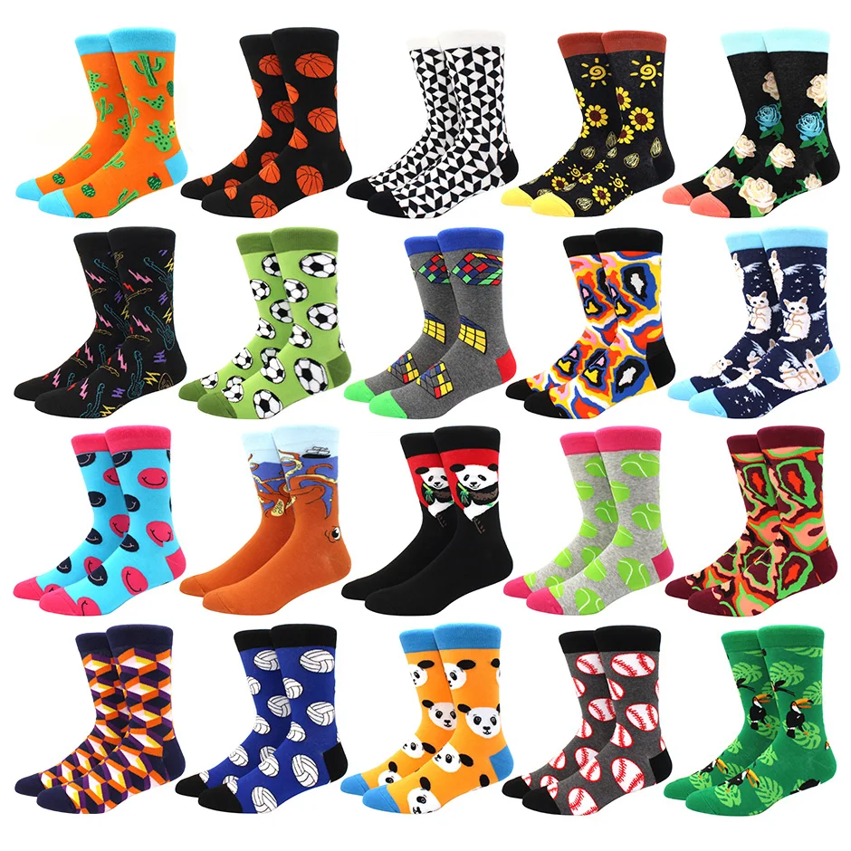 Ambielly Men Funny Socks 5 Pairs Colorful Cotton Novelty Crew Socks Patterned Art Funky Fashion Casual Dress Socks 40-46