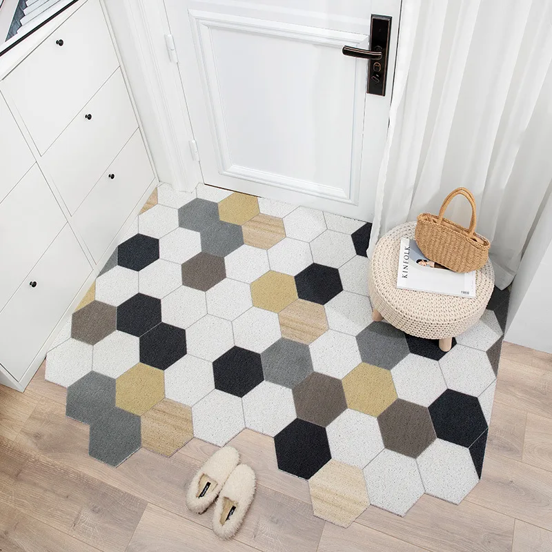 PVC Door Mat Silk Loop Entrance Kitchen Anti-Slip Rubbing Dust Carpet Nordic Style Room Rug Home | Дом и сад