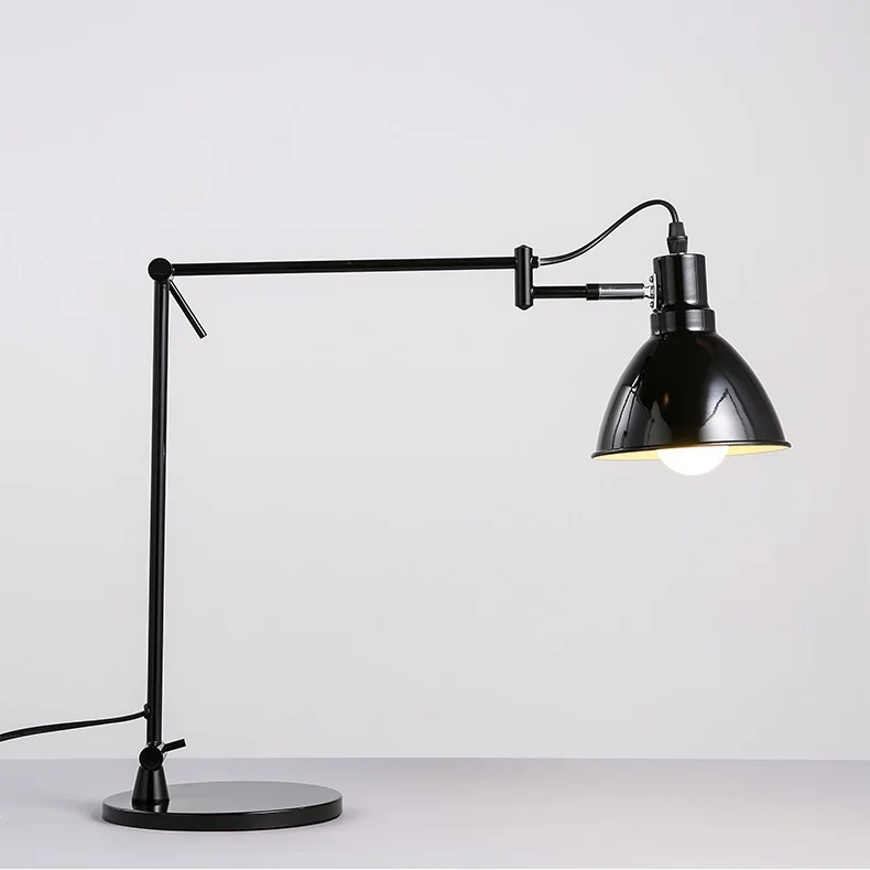 

Modern Simple Bracket Long Arm Folded Metal Eyeguard Study Office Bedroom Desk Lamp