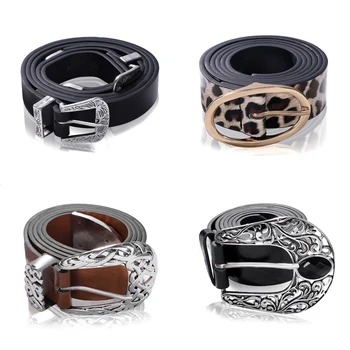 

Girlgo ZA New All Black Faux Leather Belts For Women Luxury Maxi Crystal Buckle Belly Chains Fashion Pearl Belt Christmas Gifts