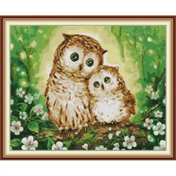 

Two owls cross stitch kit 14CT 11CT counted and stamping animal pattern DIY eedlework embroidery set home decoration painting