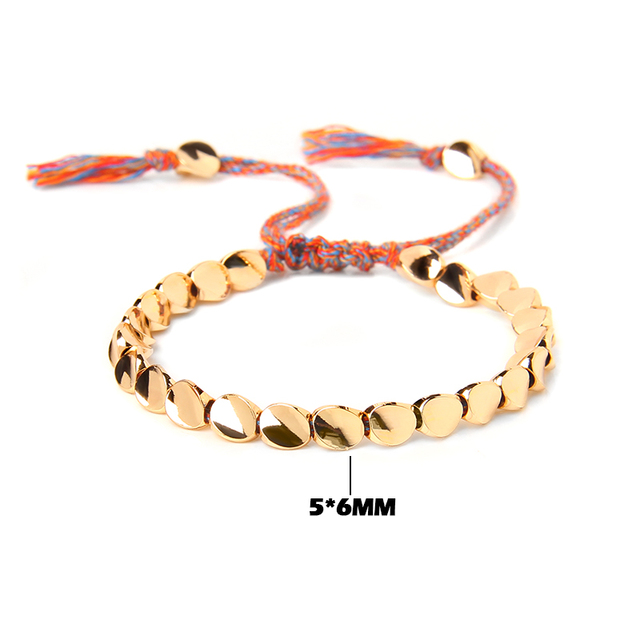 Tibetan Buddhist Copper Beads Bracelet Adjustable Braided Bracelets For Women Men Lucky Thread Bangles Vintage Jewelry