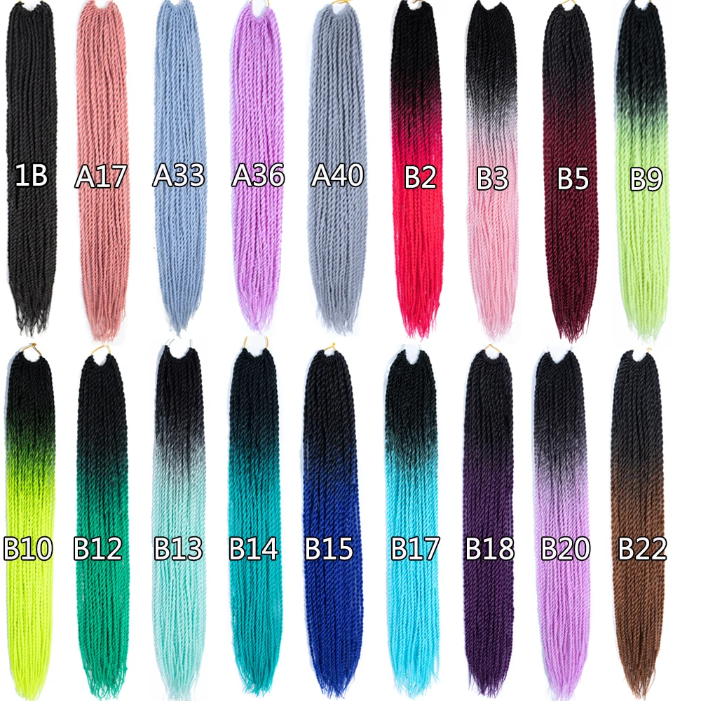 24inch Ombre Senegalese Twist Braiding Hair Crochet Braids 30 Roots/pack Synthetic Crochet Hair Extensions For Women Black Brown 5