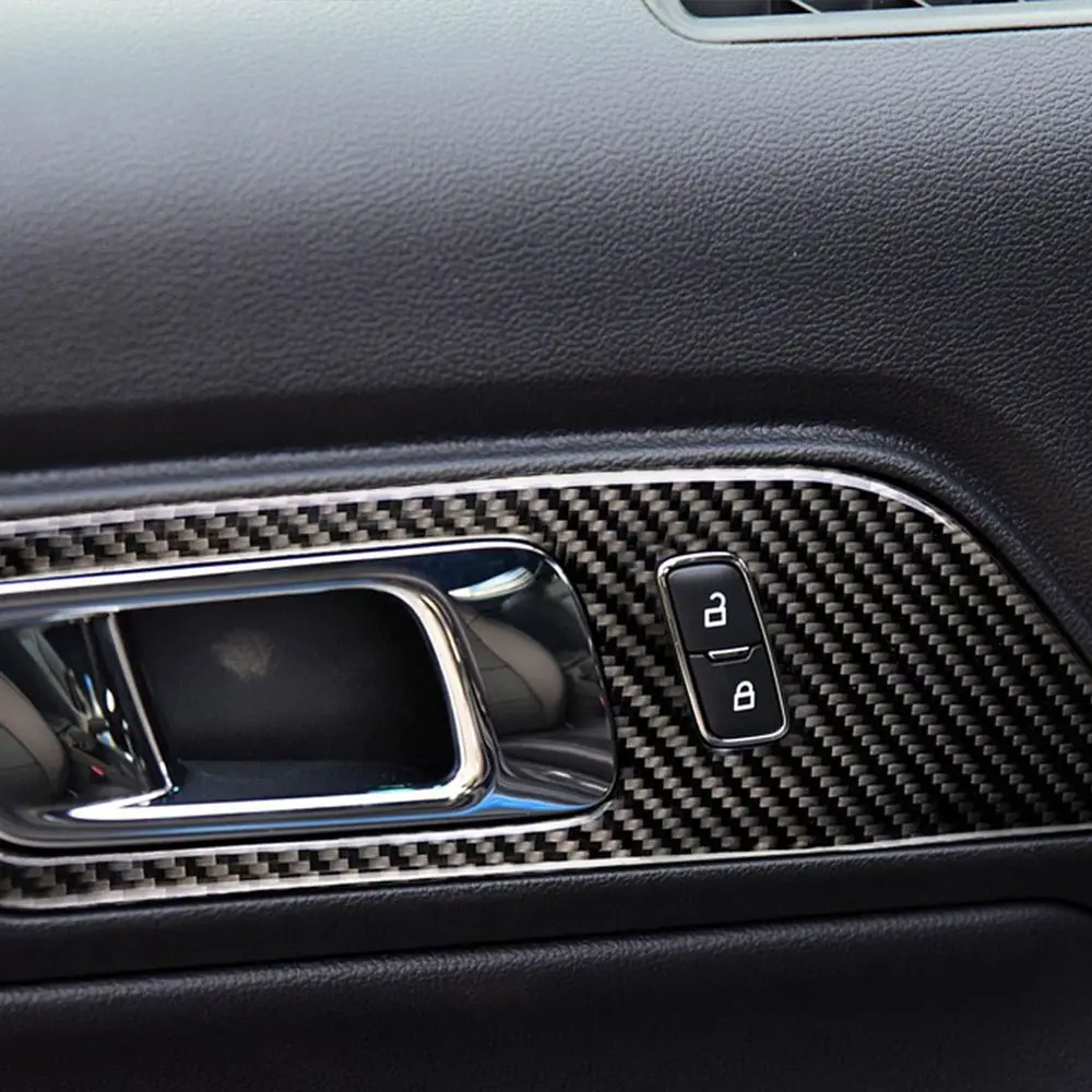 

Car Accessories Carbon Fiber Inner Door Bowl Decal Car Stickers Fit for Ford Mustang 2015 2016 2017