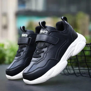 

HOBIBEAR Toddler Boys Casual Shoes Black Teenage Trainers Comfortable Children Boy School Brand Sport Shoe Leather Kids Sneakers