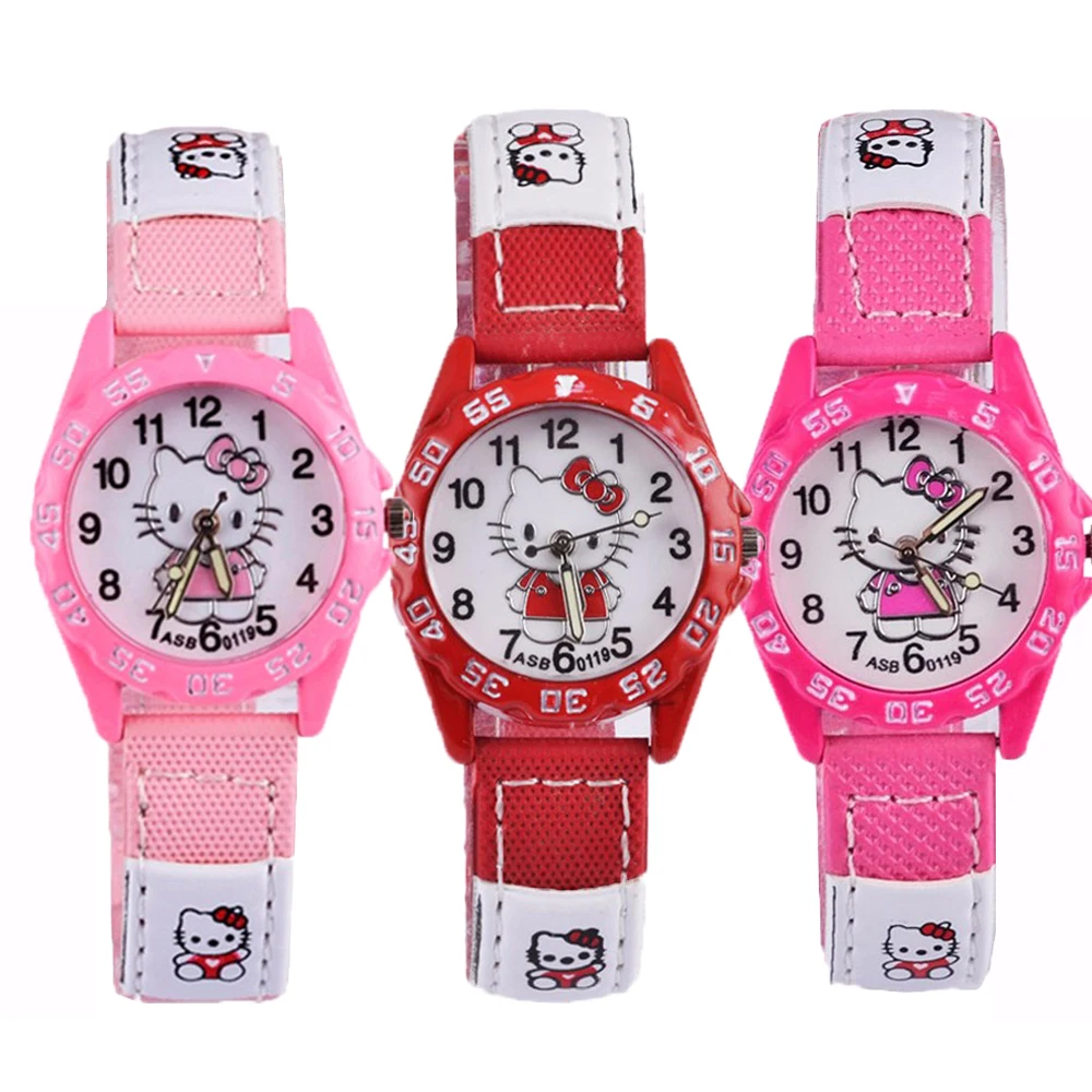 

reloj Kitty Children Watch Cute Cartoon pattern Girls Kids Watch Pink Rose Red Small Dial Clock Girls Babys Gift Montre Enfant