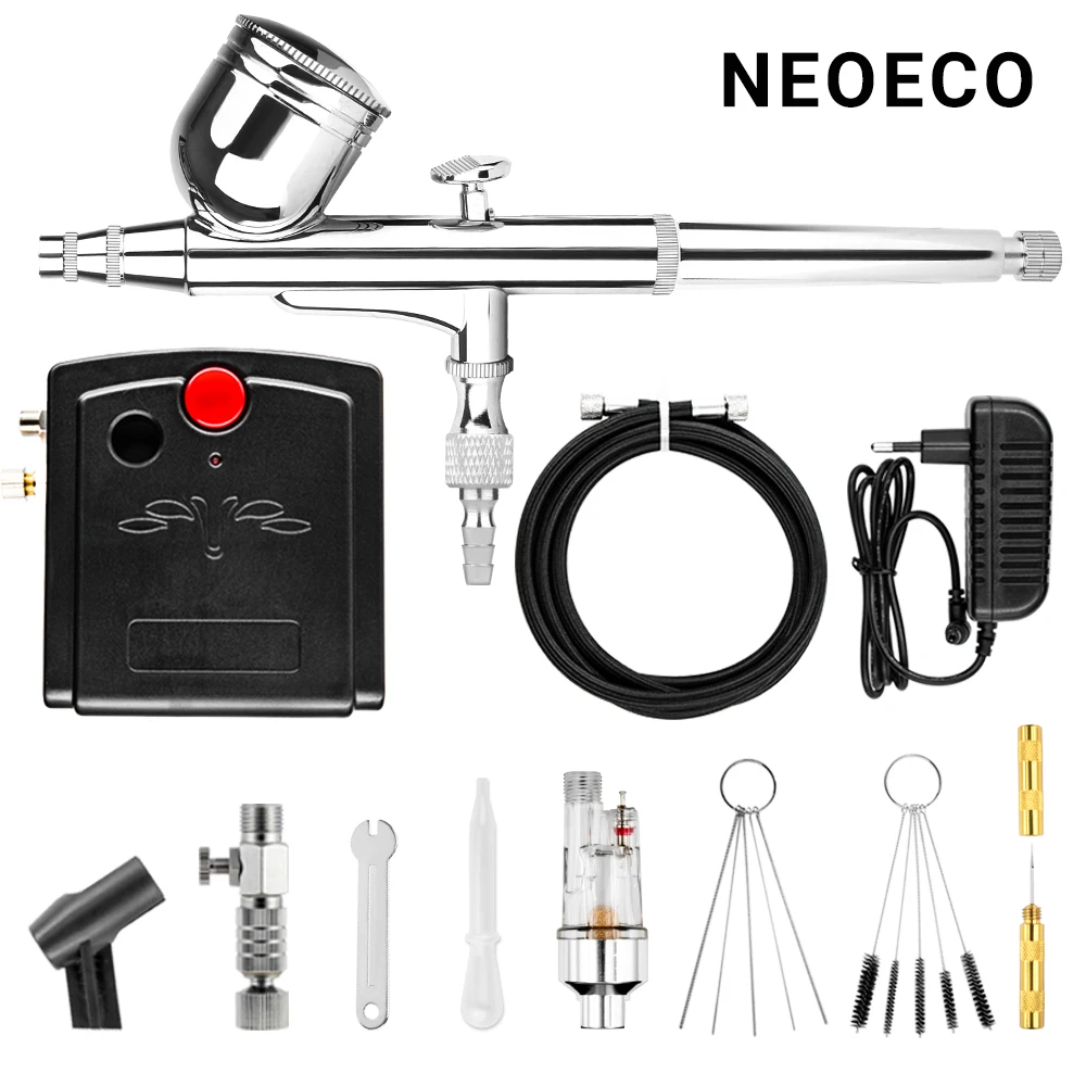 Auto-Stop Function Airbrush With Compressor 0.3mm 7cc Dual-Action Spray Gun for Model Cake Painting Nail Art Car Tatoo | Инструменты