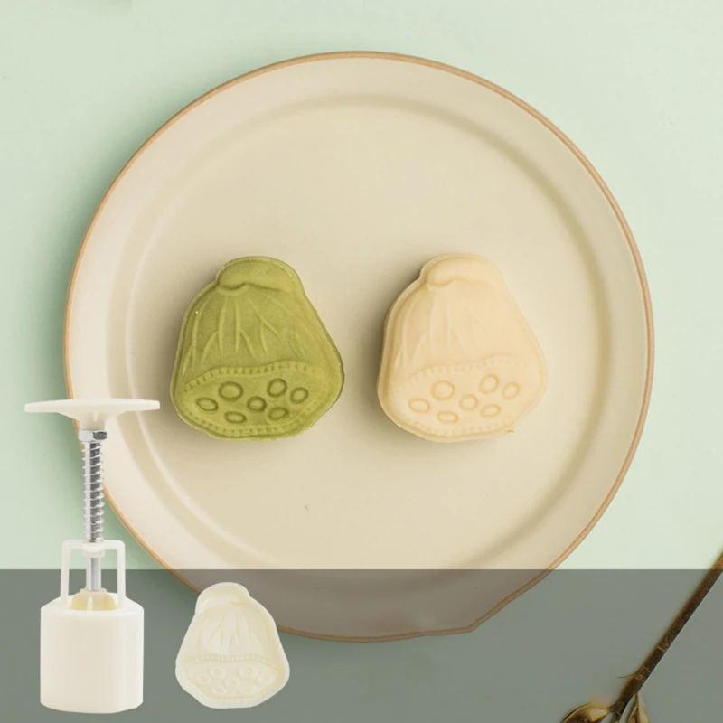 Plastic Mooncake Mold 50g Cookie Cutter with Pineapple Lotus Stamp Hand Press Chocolate Moon Cake Mould DIY Bakeware Mid-autumn