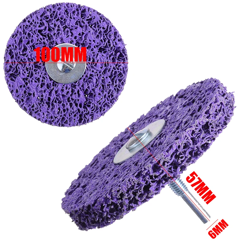 New 100mm Purple Cleaning Disc Polishing Wheel + Mandrel CBS Disc Drill 6,000RPM