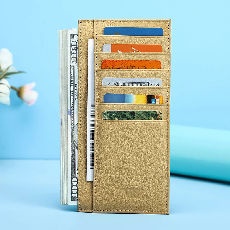 Credit Card Holder Synthetic Leather Wallet Leather Coin Purse Contact's Multi-color Cowhide Leather Women's Credit Card Holder Zipper Coin Purse Simple Female Card Wallet Slim Money Clip