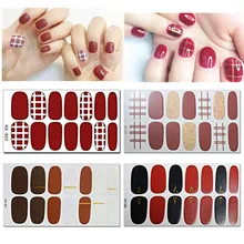 14 насадок/листов для дизайна ногтей, полное покрытие, клеящиеся наклейки, лак, фольга, накладки для ногтей, блестящая наклейка, долговечный маникюр, Прямая поставка