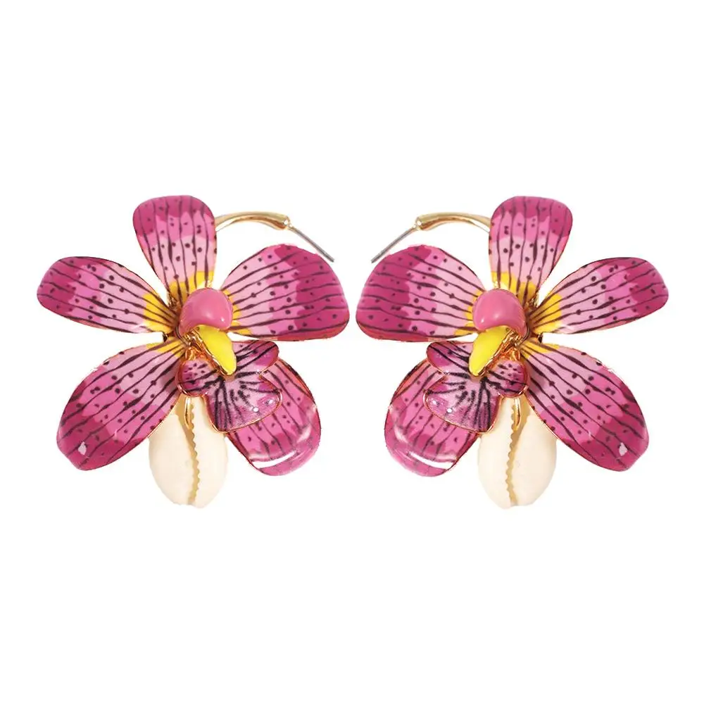 Rose Earrings MANILAI, 5 цветов, металлические серьги-гвоздики с большим цветком для женщин, трендовая оболочка, Женские Ювелирные изделия, массивные большие серьги - Окраска металла: Rose Earrings