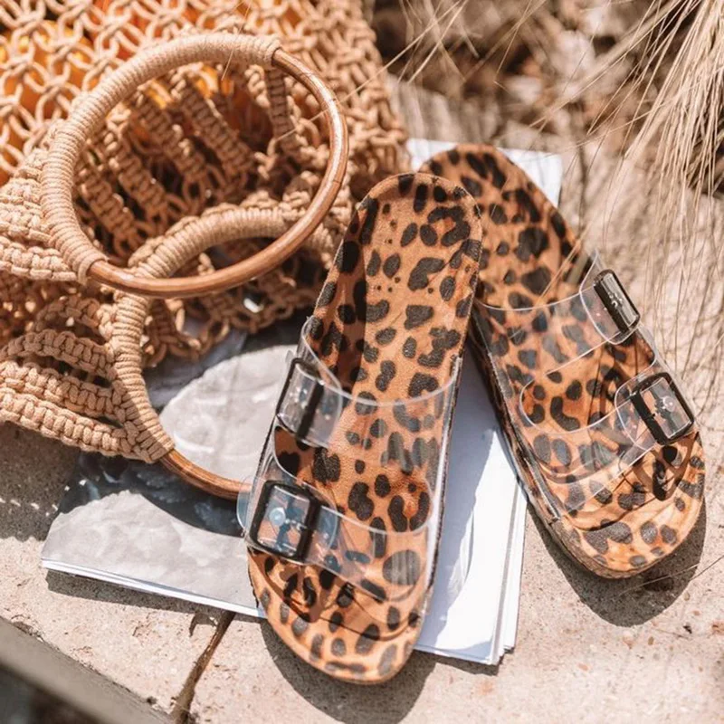 

Summer Women Flat Slippers Jelly Slides Transparent Strap with Buckle Female Open Toe Flip Flops Outdoor Ladies Beach Shoes 2020