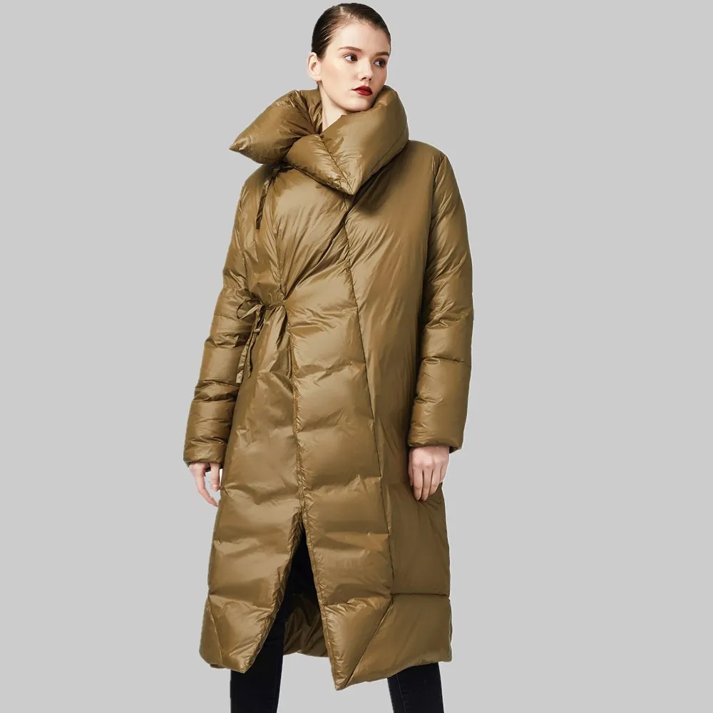 

Fluffy white goose down parkas Winter fashion oversized warm down coat female over the knee longer Pile collar down jacket F631