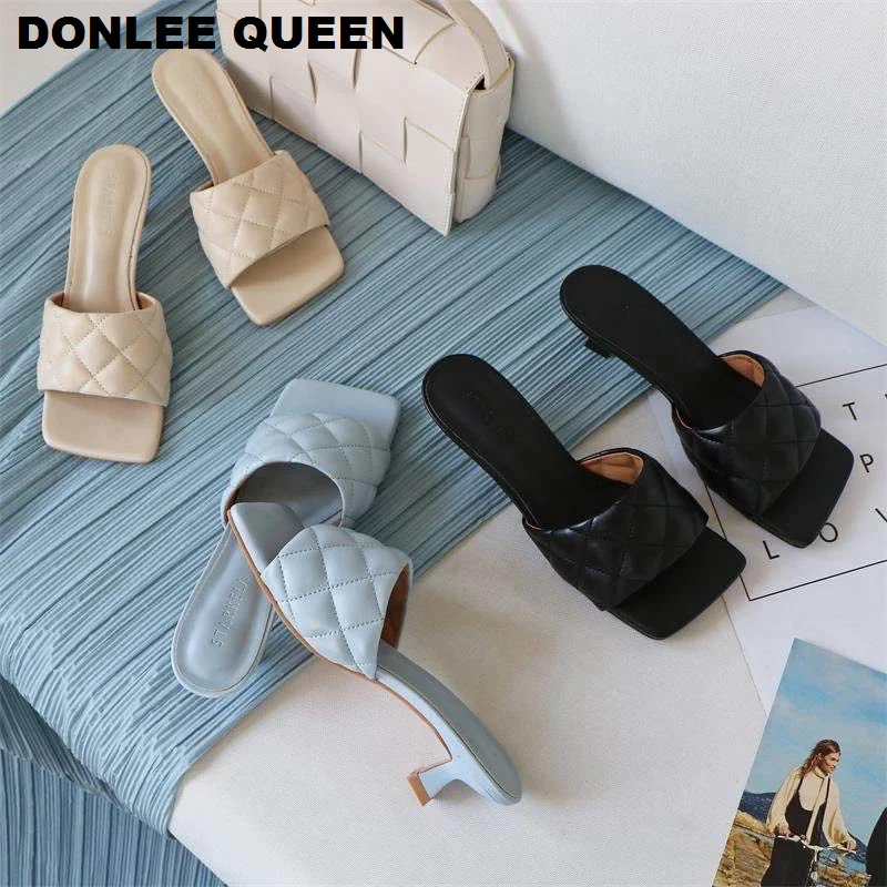 Get This Slippers Women Massage Heel Mule Outsole Square Toe Slides Summer Peep-Toe Med 35-41 4000783144394