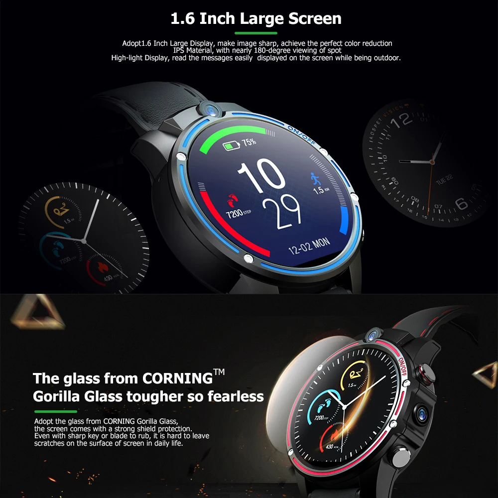Kospet Vision, сеть 4G, Смарт-часы, телефон, 3 Гб ОЗУ+ 32 Гб ПЗУ, двойная камера, ips, долгий режим ожидания, gps+ ГЛОНАСС, для iOS 9,0 и Android
