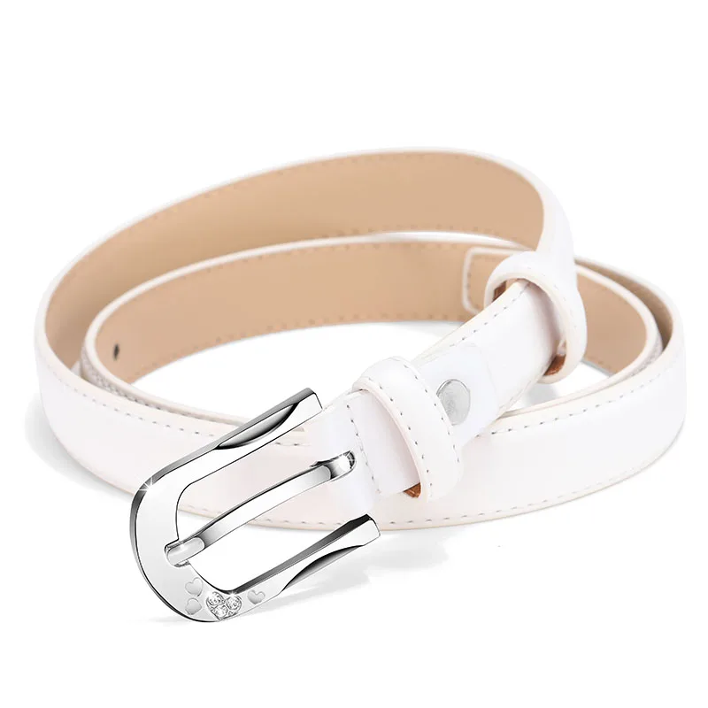 Silver buckle white Модные женские ремни в винтажном стиле из искусственной кожи с металлической пряжкой, пояс на талию, женский ремень, тонкий узкий тонкий - Цвет: Silver buckle white