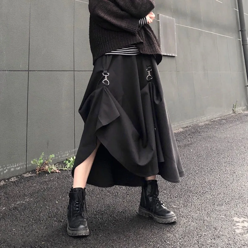 OCCHII/ オッチ GORE SKIRT 定価¥143,000 黒 Apatico - Vanessa Harness Skirt - Floor Length Overskirt