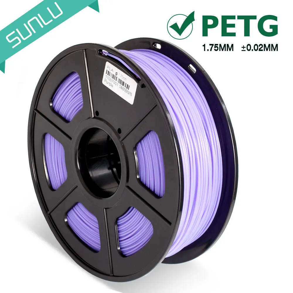 Purple PETG нити 3d принтер 1,75 мм1кг с катушкой без пузырьков PETG 3D нити RoHS Reach сертификат допуска+/-0,02 14 цветов - Цвет: Purple