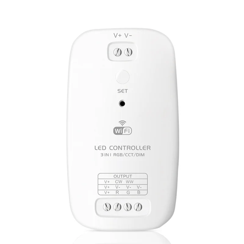 

3 in 1 5A WiFi Smart APP LED Strip Light Controller DC9V-24V RGB CCT Dimmer for Echo Alexa Control LED Strip Light
