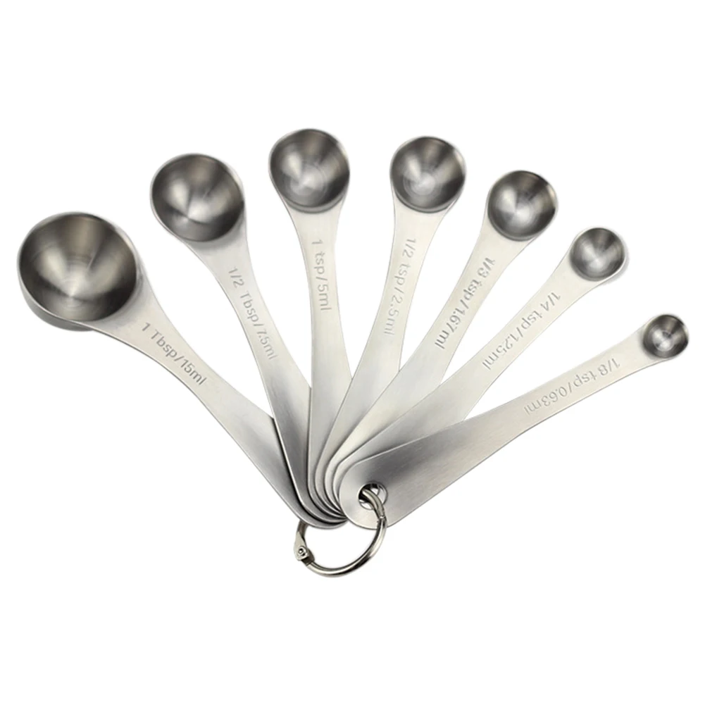 

7 pcs/set Measuring Spoons Stainless Steel Seasoning Coffee Tea Measuring Spoons With Scale Bakery Tool Kitchen Supplies