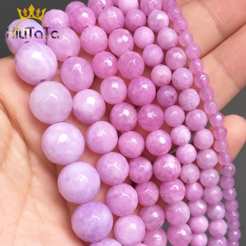 

Natural Stone Beads Light Purple Chalcedony Round Beads For Jewelry Making DIY Bracelet Earrings Accessories 15'' 4/6/8/10/12mm