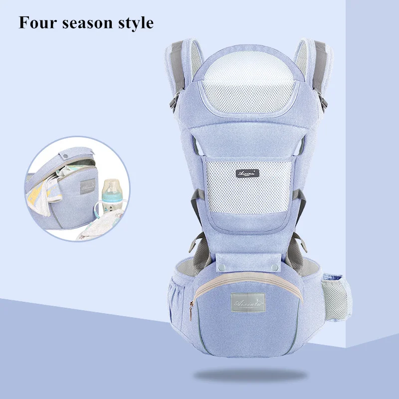 Blue Four seasons Брендовый рюкзак для новорожденных, Детский рюкзак для новорожденных, на бретельках, с лицевой стороны, кенгуру, Детская накидка для путешествий для детей 0-36 месяцев - Цвет: Blue Four seasons