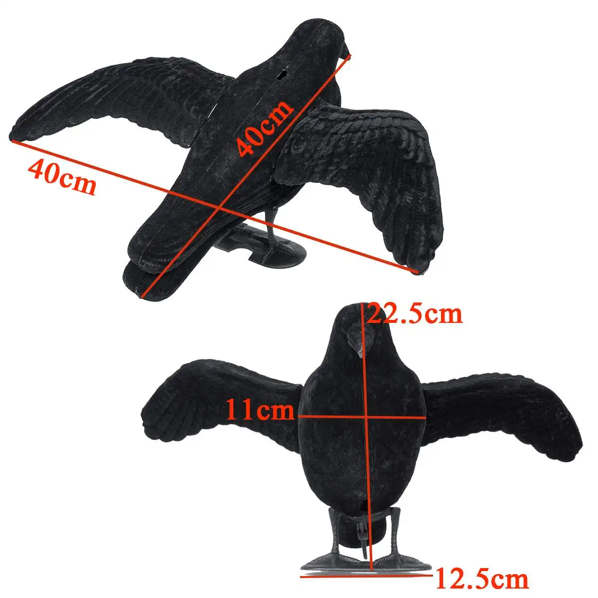Flocking Crow Hunting Decoy Scare Scarecrow Realistic Garden Yard Bird Repeller Waterproof Decoration Supplies Scarer