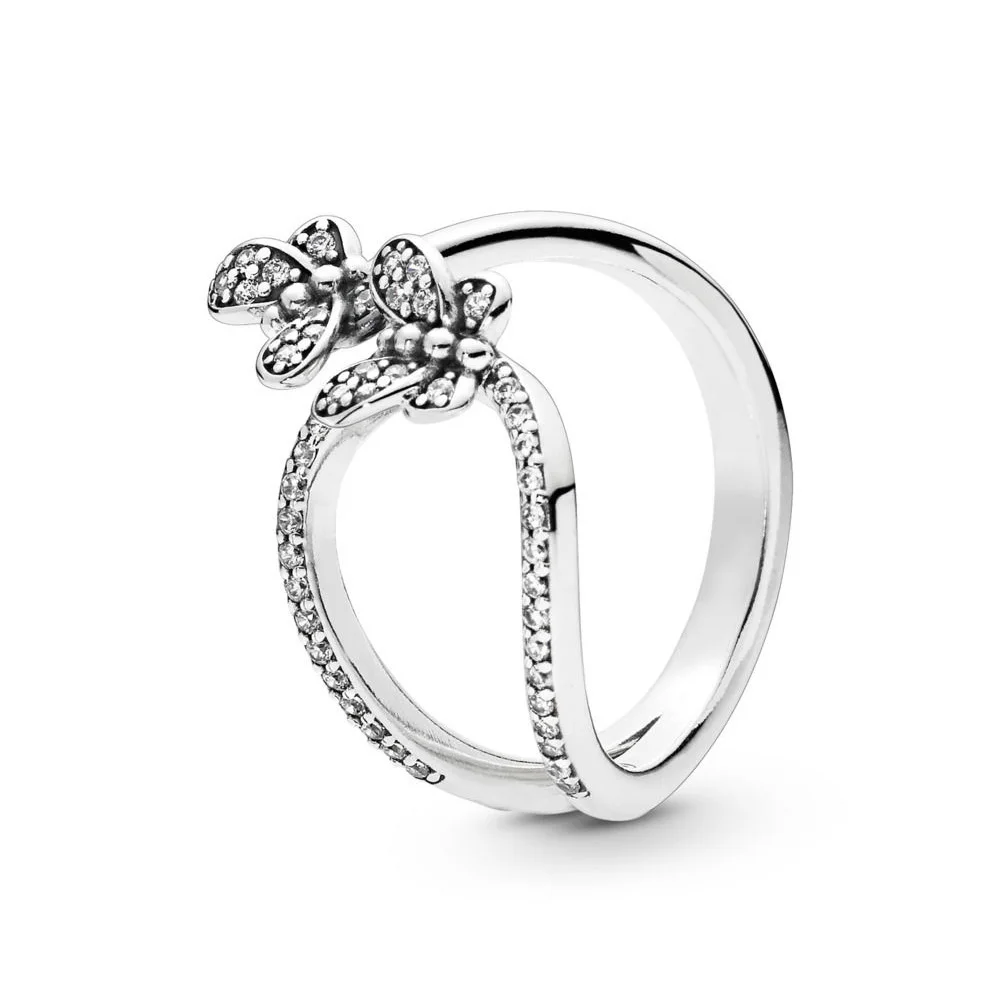 Authentic 925 Sterling Silver Original Bedazzling Butterflies Europe Ring For Women Bead Charm Gift DIY Jewelry
