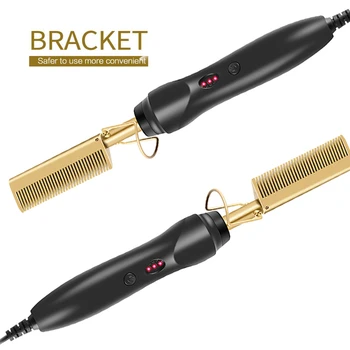 安い ストレートヘアアイロンホット加熱櫛スムーズ鉄矯正ブラシコルゲーションカーリング鉄くし多機能使用