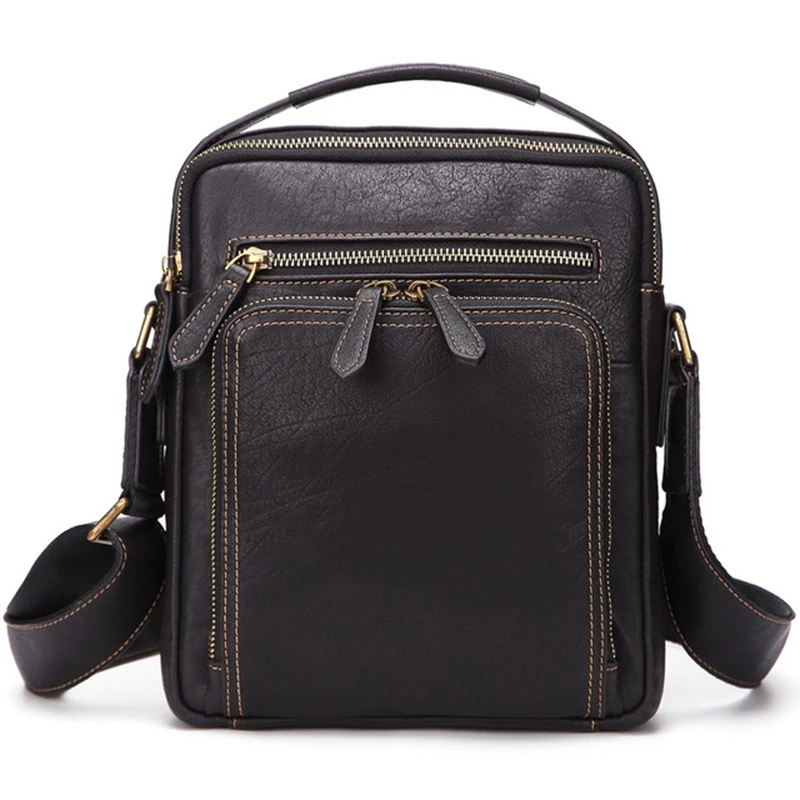

BEAU-Men Bag Shoulder Crossbody Genuine Leather Messenger Bag Retro Small Male Pack Back Flap Business Travel Handbags Gift