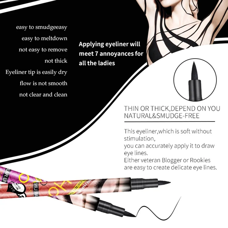 Быстросохнущая черная жидкая Водостойкая Подводка для глаз Liquid Make Up Eye Liner