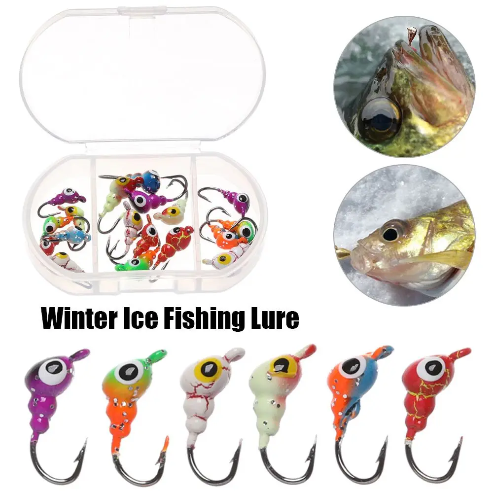 6Pcs Artificial Simulation Winter Ice Fishing Hard Lures Lead Jig Head Hook 