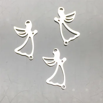

Stainless Steel Connectors 10pcs Bright Silver Fairy angel Madonna Charm Necklace Connector Diy Bracelet Jewelry Make Finding
