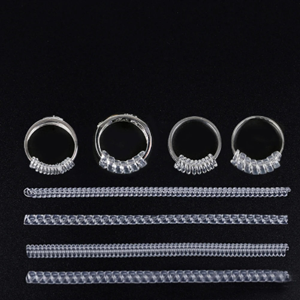 

12pcs DIY Transparent Jewelry Practical Invisible Spring Spiral Design Ring Size Adjuster Durable Guard Tightener Reducer
