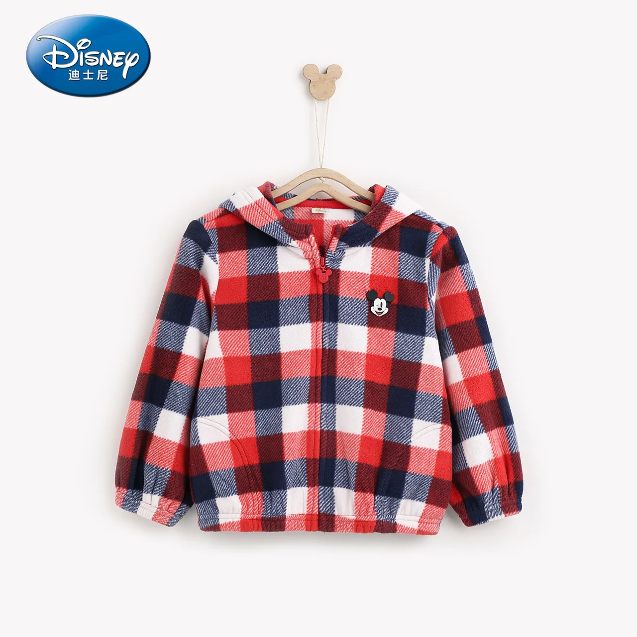 Disney/вязаное бархатное пальто с капюшоном для маленьких мальчиков Новинка года, платье с Микки Маусом куртка для мальчиков детские пальто детские толстовки клетчатый анорак - Цвет: 2