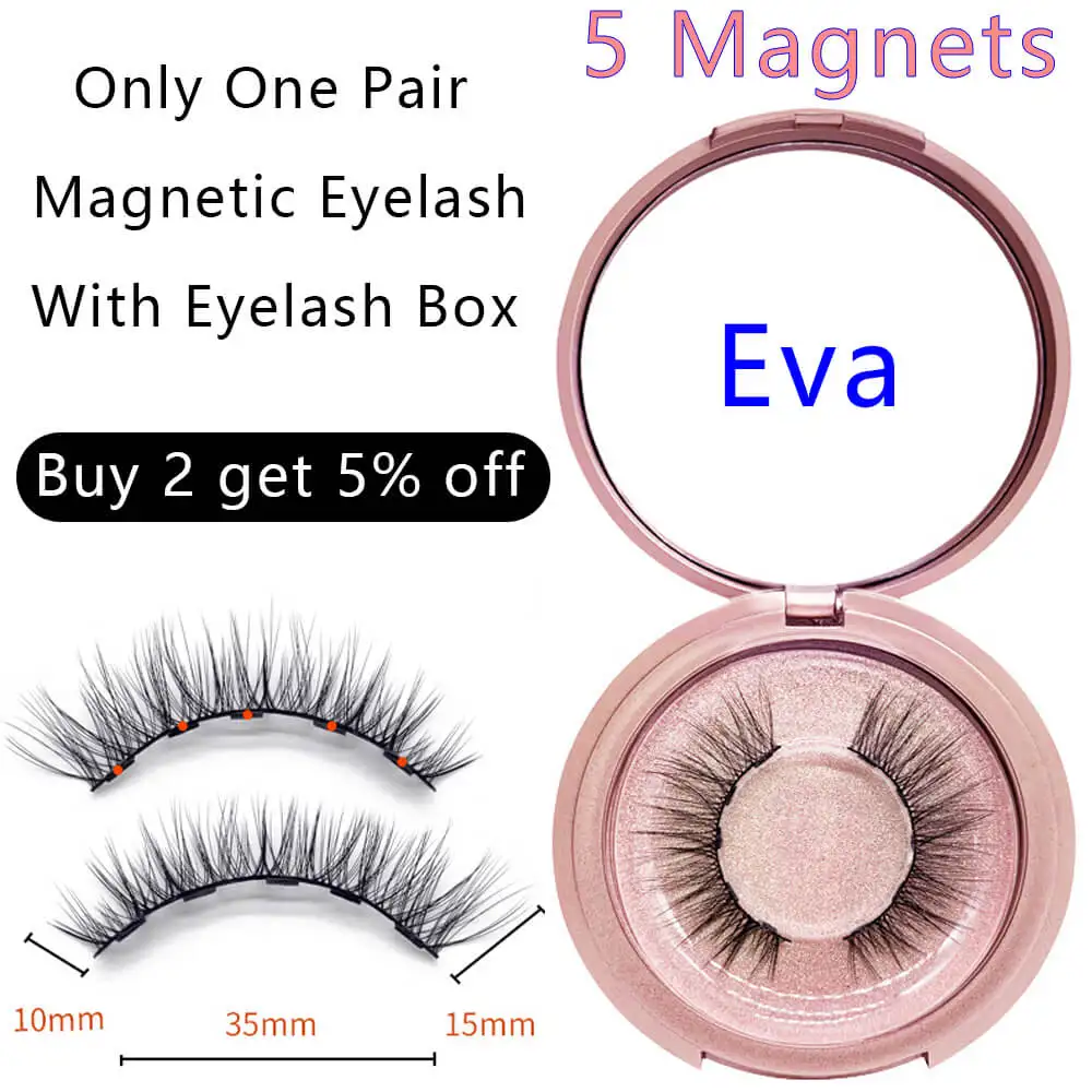 Магнитные ресницы натуральный глаз Подводка для глаз набор 5 магнитов аппликатор накладные норковые накладки бигуди наращивание 3D Поддельные полные ресницы многоразовые - Цвет: Eva Eyelash