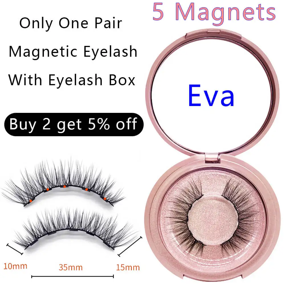 Eva Eyelash Магнитные ресницы натуральный глаз Подводка для глаз набор 5 магнитов аппликатор накладные норковые накладки бигуди наращивание 3D Поддельные полные ресницы многоразовые - Цвет: Eva Eyelash