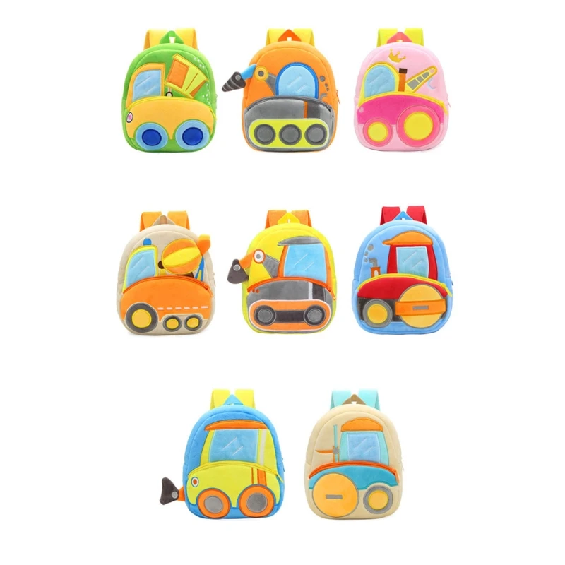 

Милый детский рюкзак D0LF, плюшевая мультяшная сумка для книг для дошкольников, инженерный рисунок транспортного средства для маленьких маль...