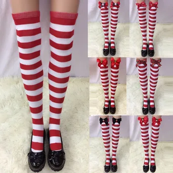 

Stockings Christmass Winter Socks Stripe Warm Cable Long Boot Socks Over Knee Thigh High Stockings W1204