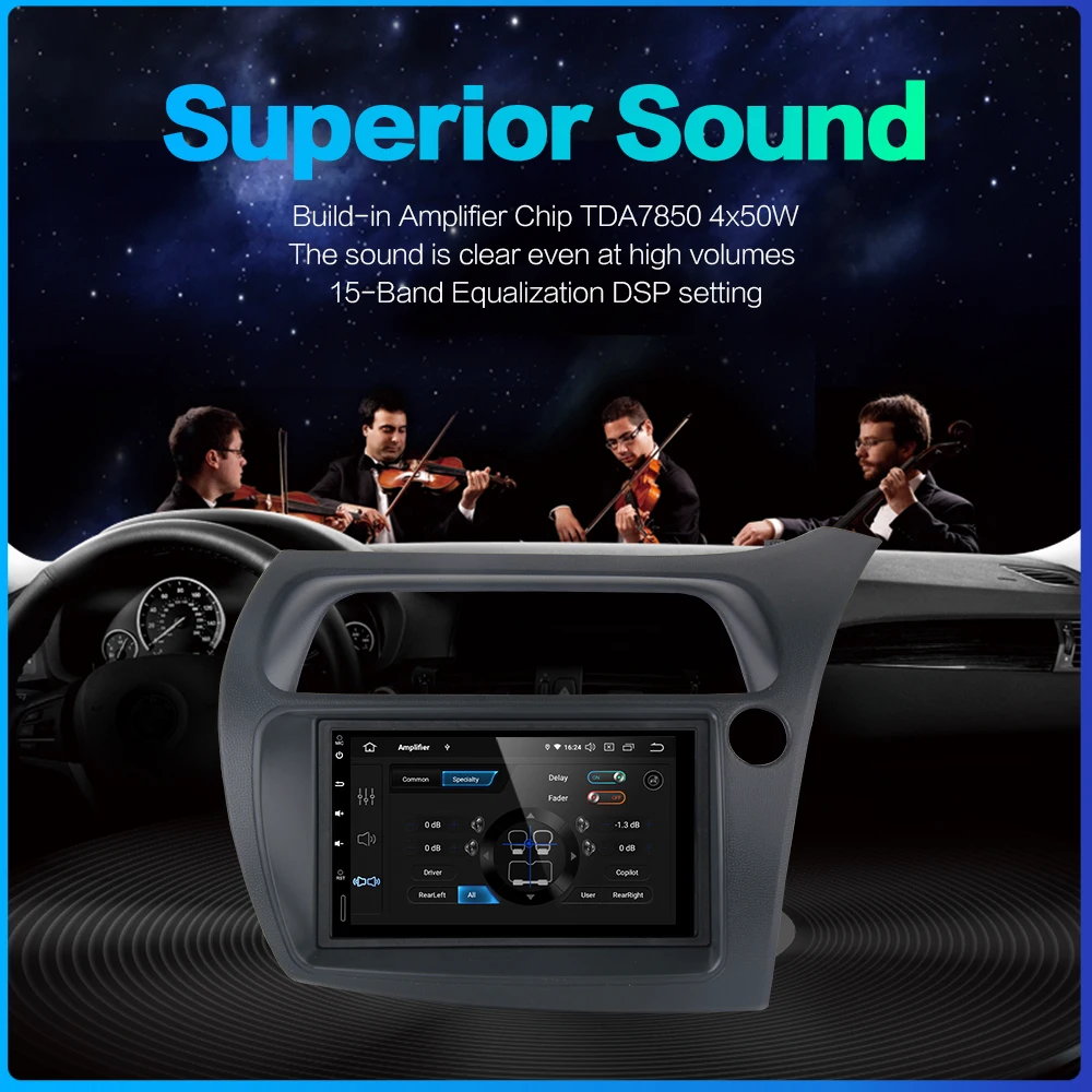 Dasaita Автомобильный сенсорный экран 7 дюймов HD Android 10 0 радио GPS плеер Navi для Honda Civic
