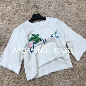 

2020 New Fashion Sweatshirt Island Print Cotton Women's Round Neck Pullover quality Sweatshirt