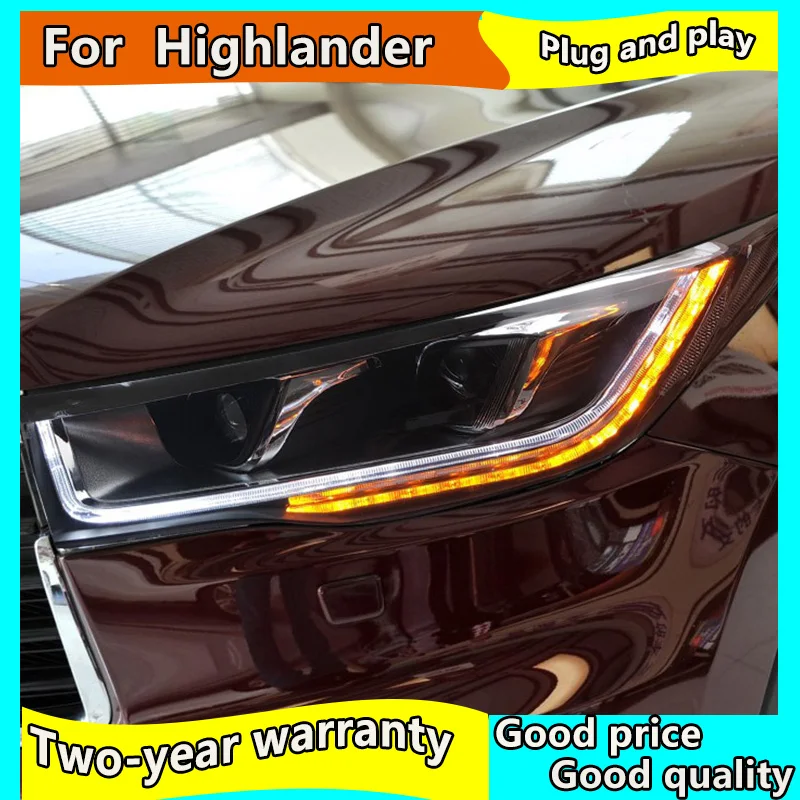 Автомобильный Стайлинг для Toyota- фара Highlander светодиодный фар Светодиодный Динамический указатель поворота аксессуары для фар