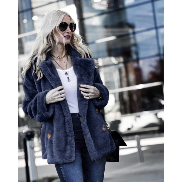 

Winter Thick Warm Women Fleece Cardigan Coat 2019 Open Front Notched Collar Solid Casual Streetwear Jacket Outerwear