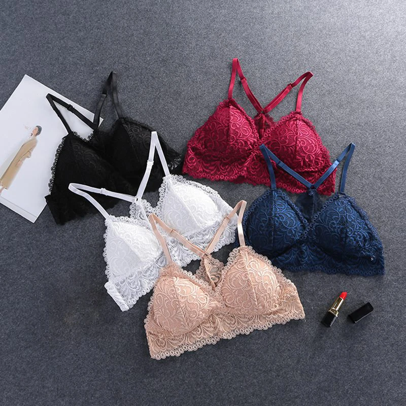 

Bra Wireless Bras for Women Lingerie Lace Sexy Bralette Push Up Plus Size Y-line Straps Backless Bras Large Size Underwear New